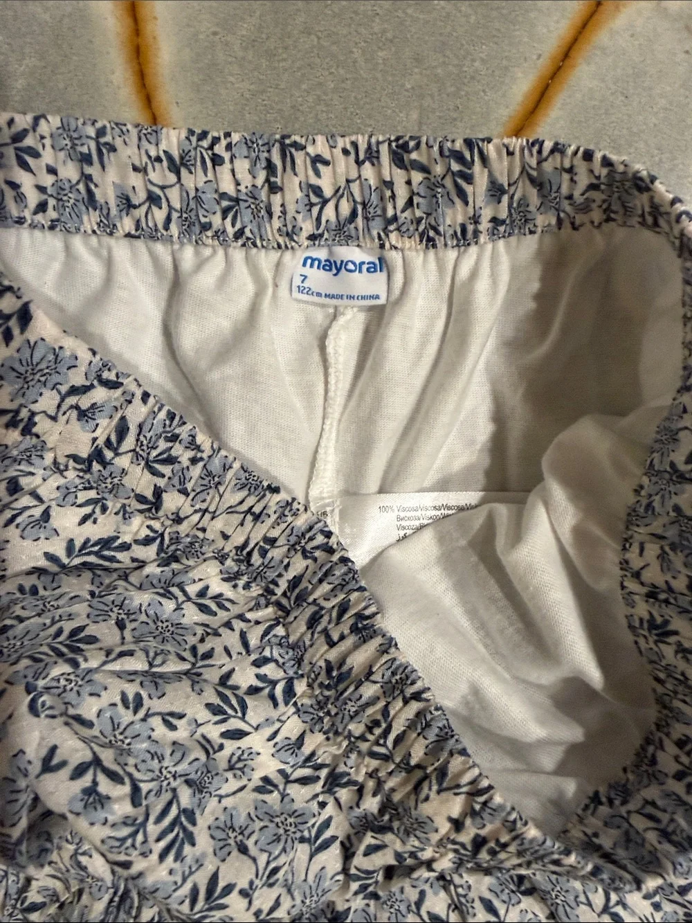 Two-Piece Floral Crop Top & Skirt Set - Blue & White